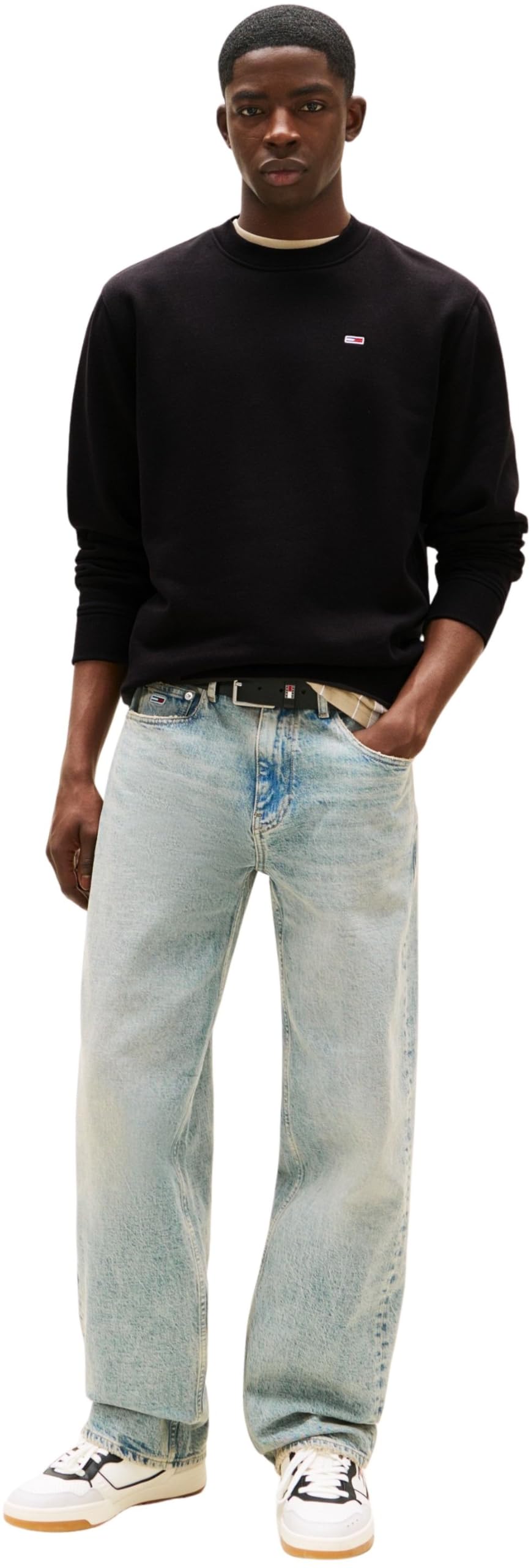 Tommy Jeans Herren Sweatshirt Regular Fit Flag Fleece Rundhalsausschnitt
