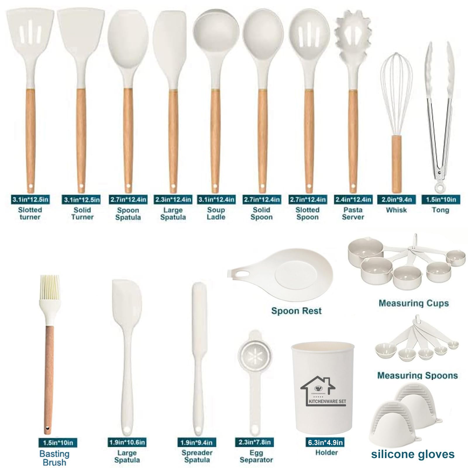 UXIYI Silicone Kitchen Utensils Set, 28pcs Kitchen Silicone Utensils Set - Image 2
