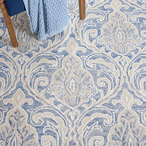 Tapete decorativo rectangular 2 x 3 pies azul e ivory miniatura 6