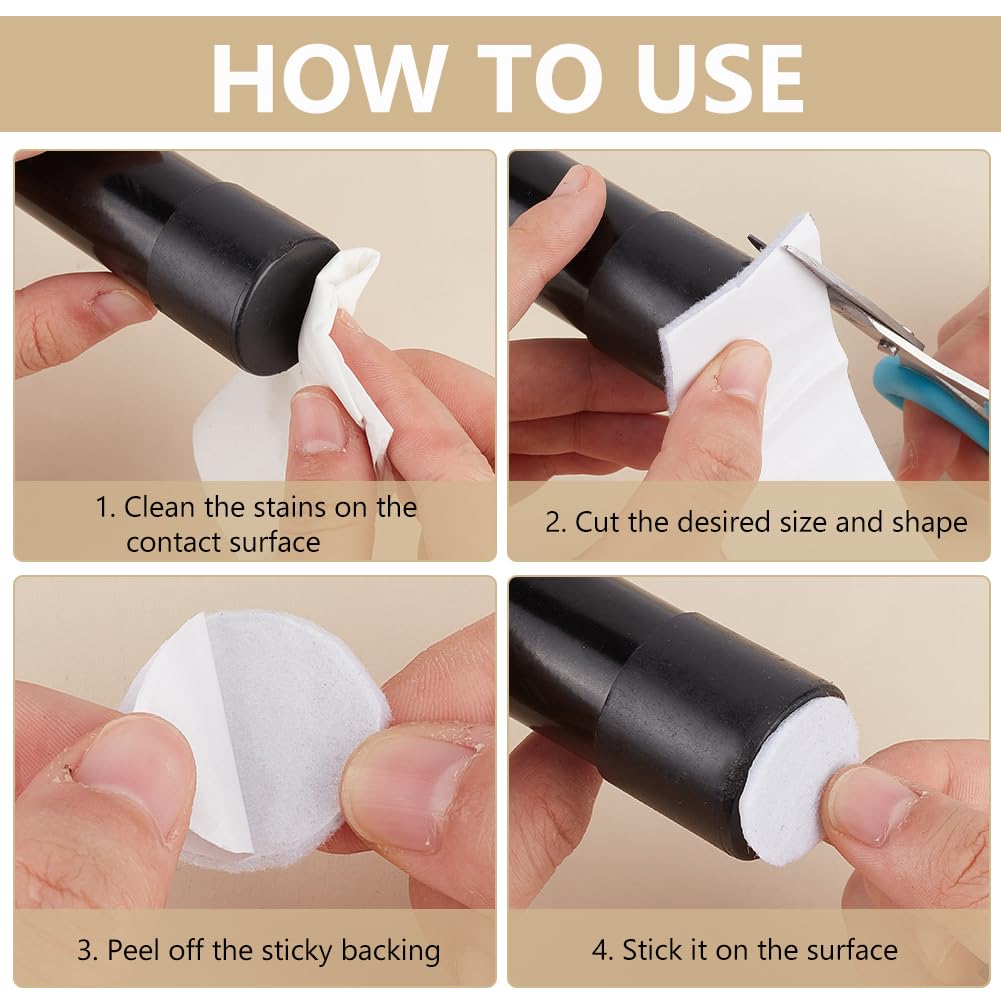 BENECREAT Nastro Adesivo in Feltro Bianco, 8m X 4cm X 2mm, Nastro Adesivo in Feltro Autoadesivo per Proteggere Mobili e Colla Fai Da Te