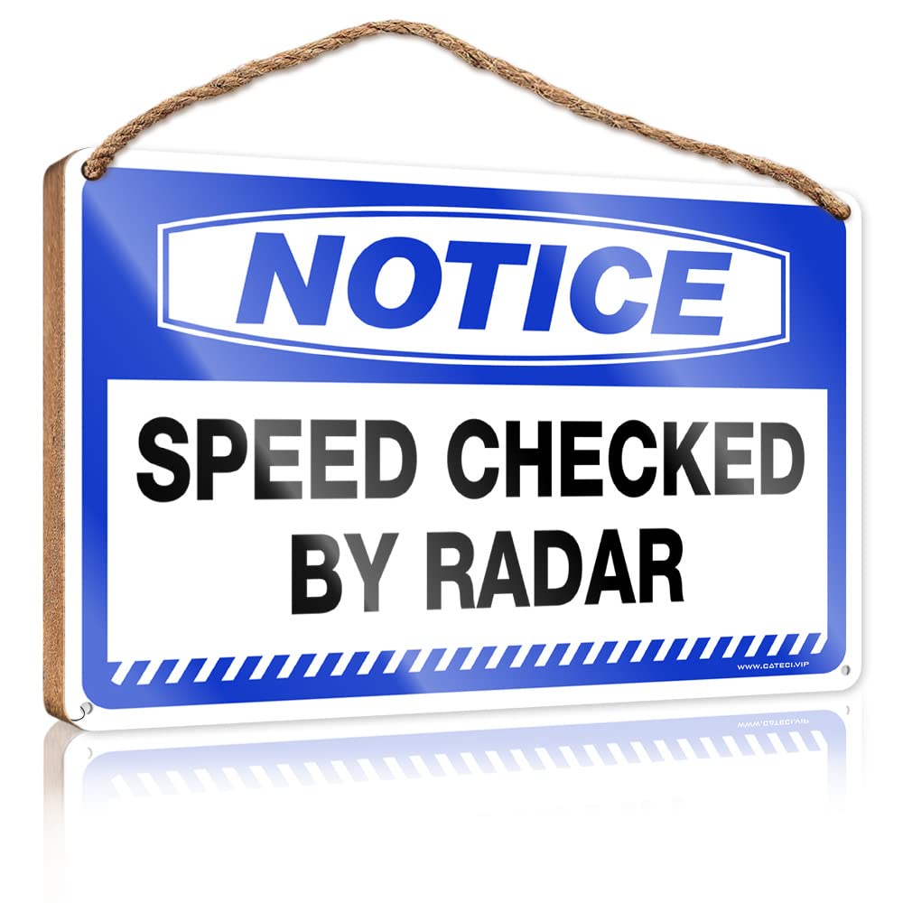 Dtha Women's One Color Wall Hanging Decor Sayings Notice Speed Checked By Radar Wooden Sign Desk Accessories For Posters & Prints(15X28cm)