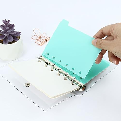 Miniatura 4 de Separadores A7 de plástico duradero con 6 agujeros, separadores de páginas de archivos transparentes para escribir y borrar para carpetas de anillos
