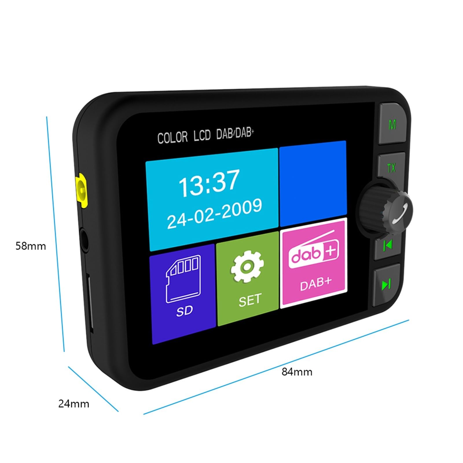 Adaptador de Radio portátil Dab+ for Coche, Pantalla LCD de 2,4", Compatible con Bluetooth, transmisor FM, Manos Libres, Puerto USB, Salida Auxiliar for Tarjeta SD