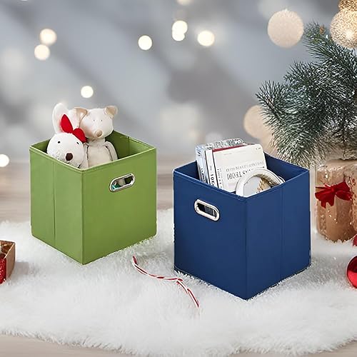 Miniatura 5 de Cubos de almacenamiento plegables de tela de 11 pulgadas, paquete de 6 contenedores de almacenamiento de colores con asas de metal, canastas