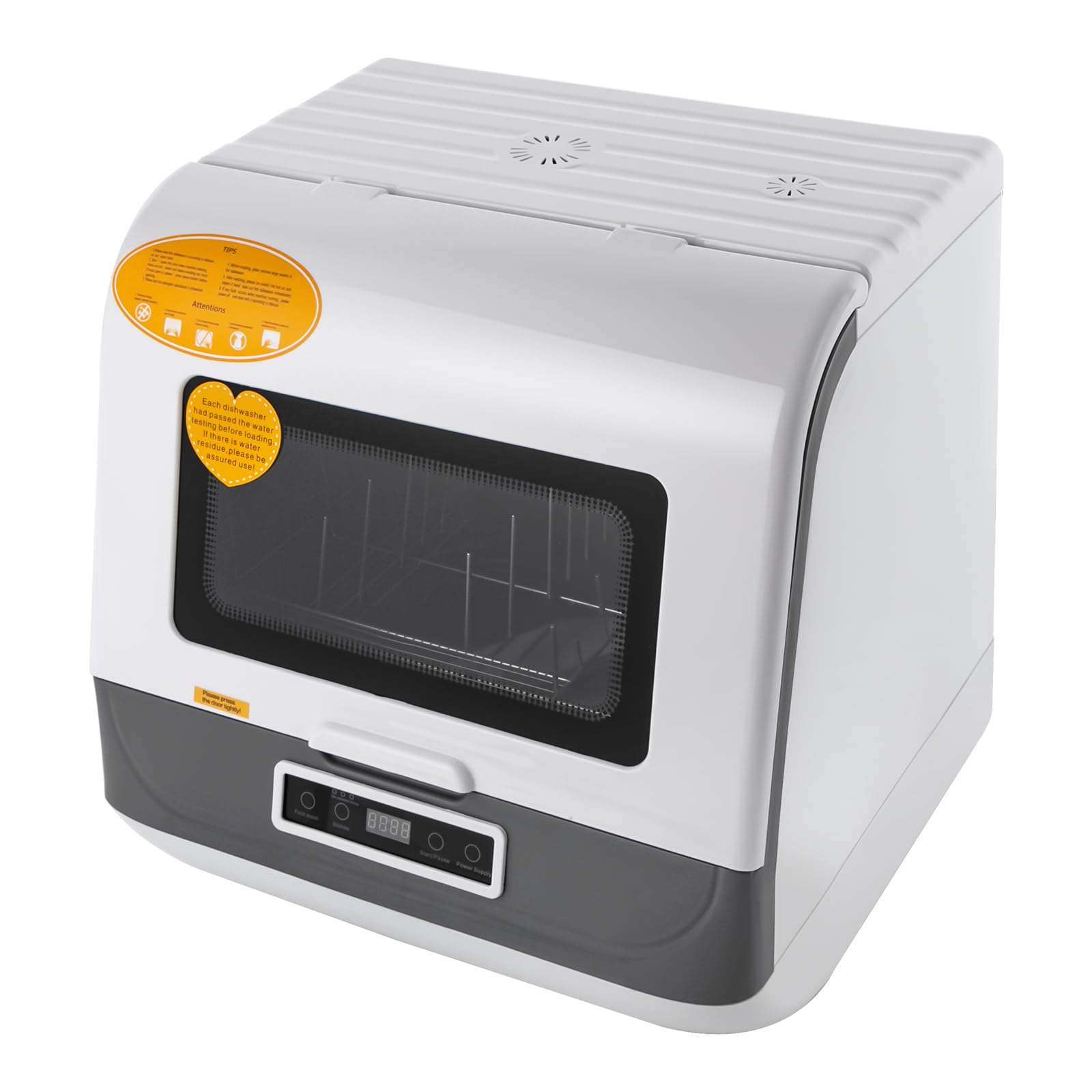 Mini lavastoviglie con 3 programmi, lavastoviglie da tavolo autoportante, con asciugatura automatica, lavastoviglie da tavolo con serbatoio con collegamento dell'acqua, lavastoviglie con asciugatura