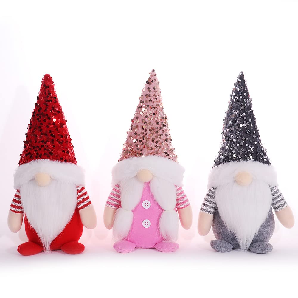 ERSTUME Christmas Gnome Decorations 3 Packs Scandinavian Santa Ornaments Handmade Scandinavian Style Tomte Elf Home Decoration Ornaments
