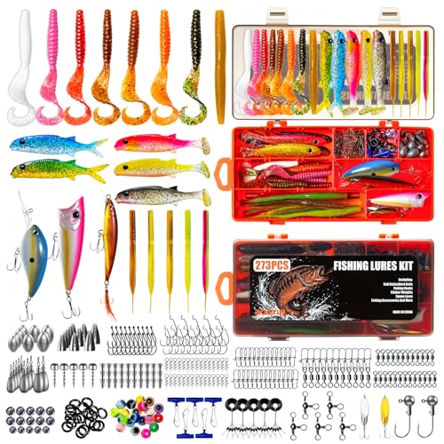 Kit de Señuelos de Pesca BOGTIM, 273 Piezas, Equipo Completo para Agua Dulce y Salada
