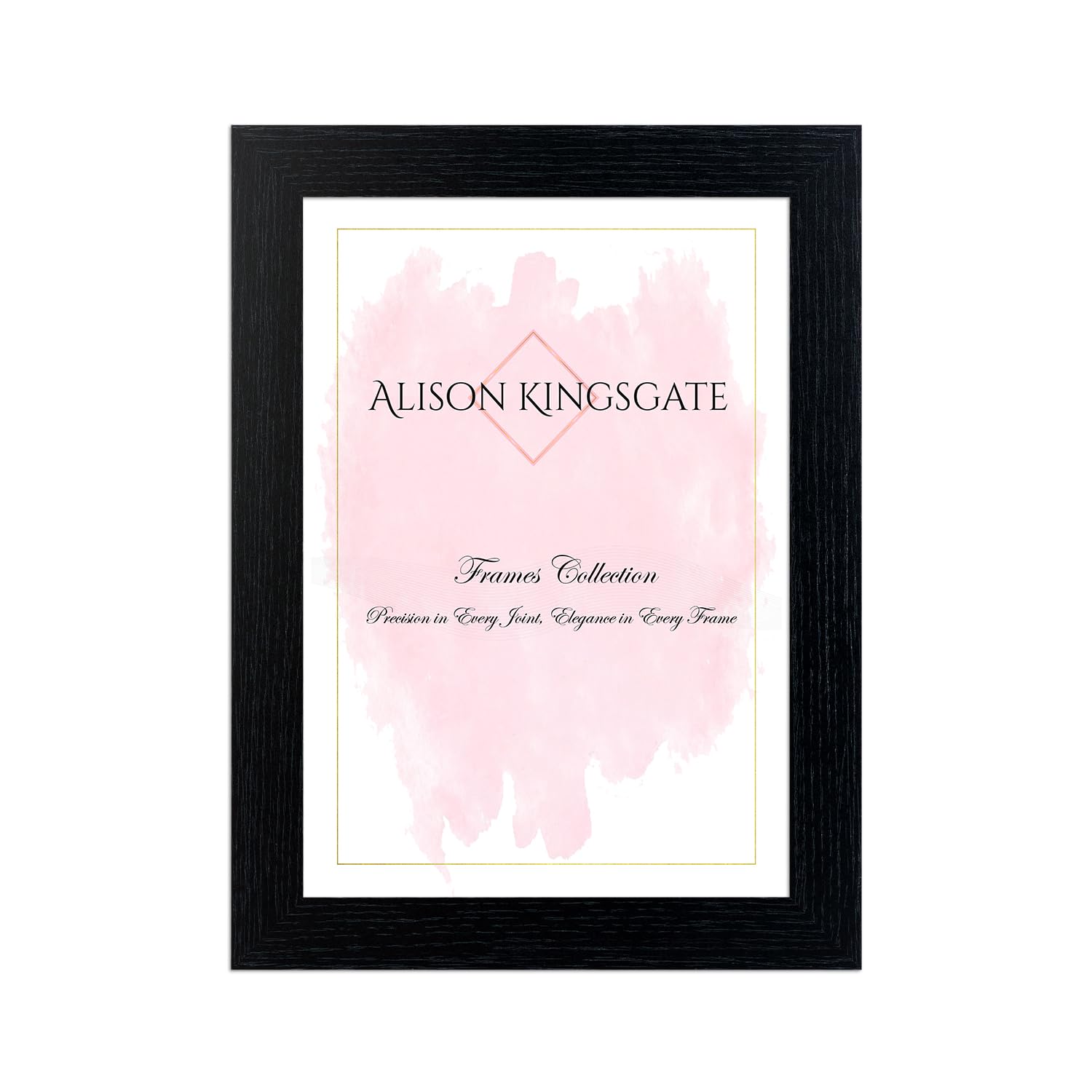 Alison Kingsgate Modern A4 Black Picture Frame - Engineered Wood Photo Frame with Shatterproof Perspex Front - Ideal for Posters, Certificates & Artwork
