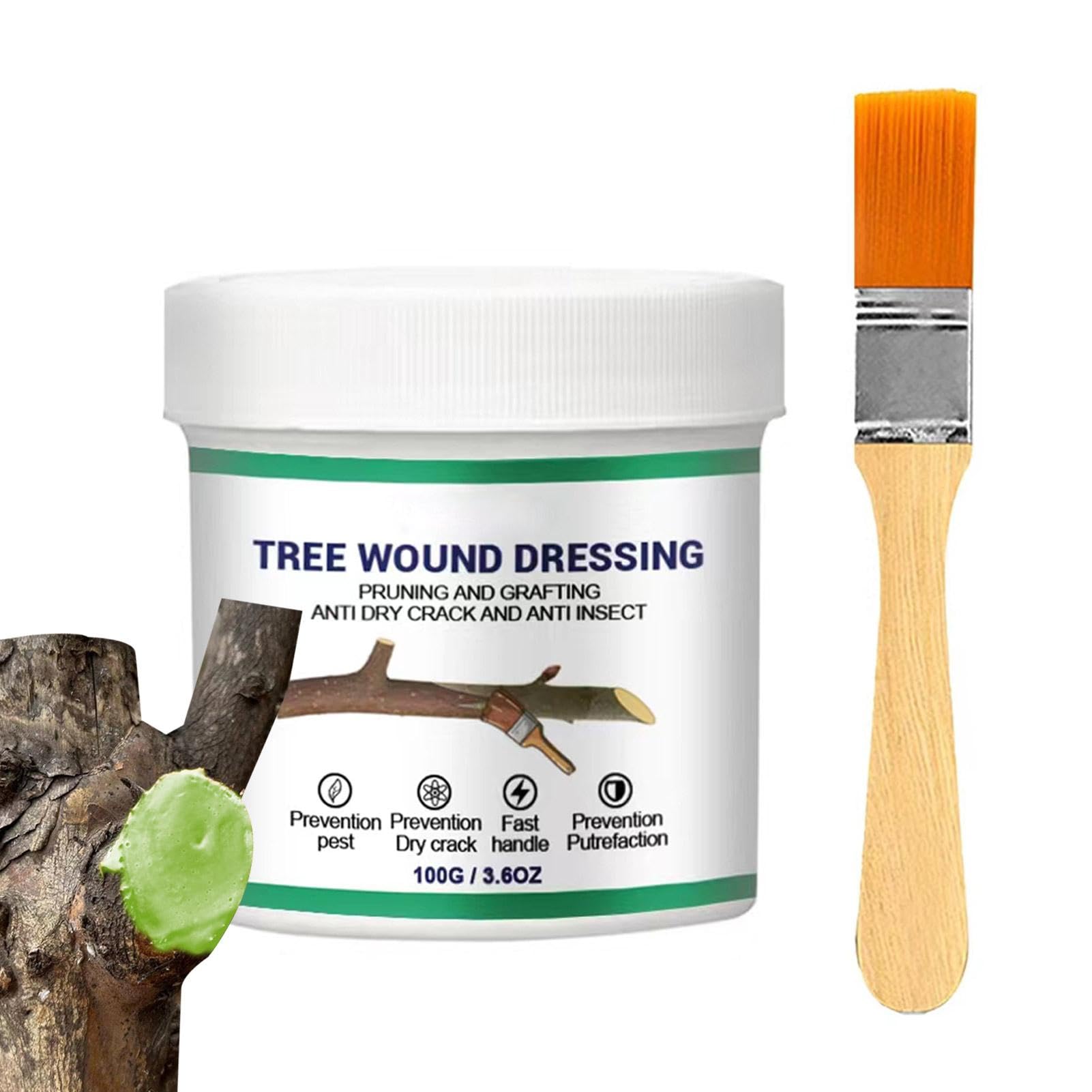 100g Tree Pruning Sealer, Tree Wound Sealer Healing Paste, Tree Wound Sealer, Tree Wound Dressing, Plant Healing Paste, Tree Grafting Supplies With Brush,Tree Sealant For Shrubs, Roses