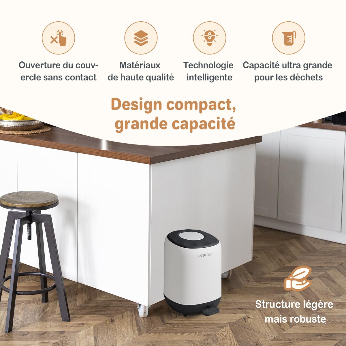 Twinky Poubelle à Couches Bébé sans Cassette avec Couvercle Compact