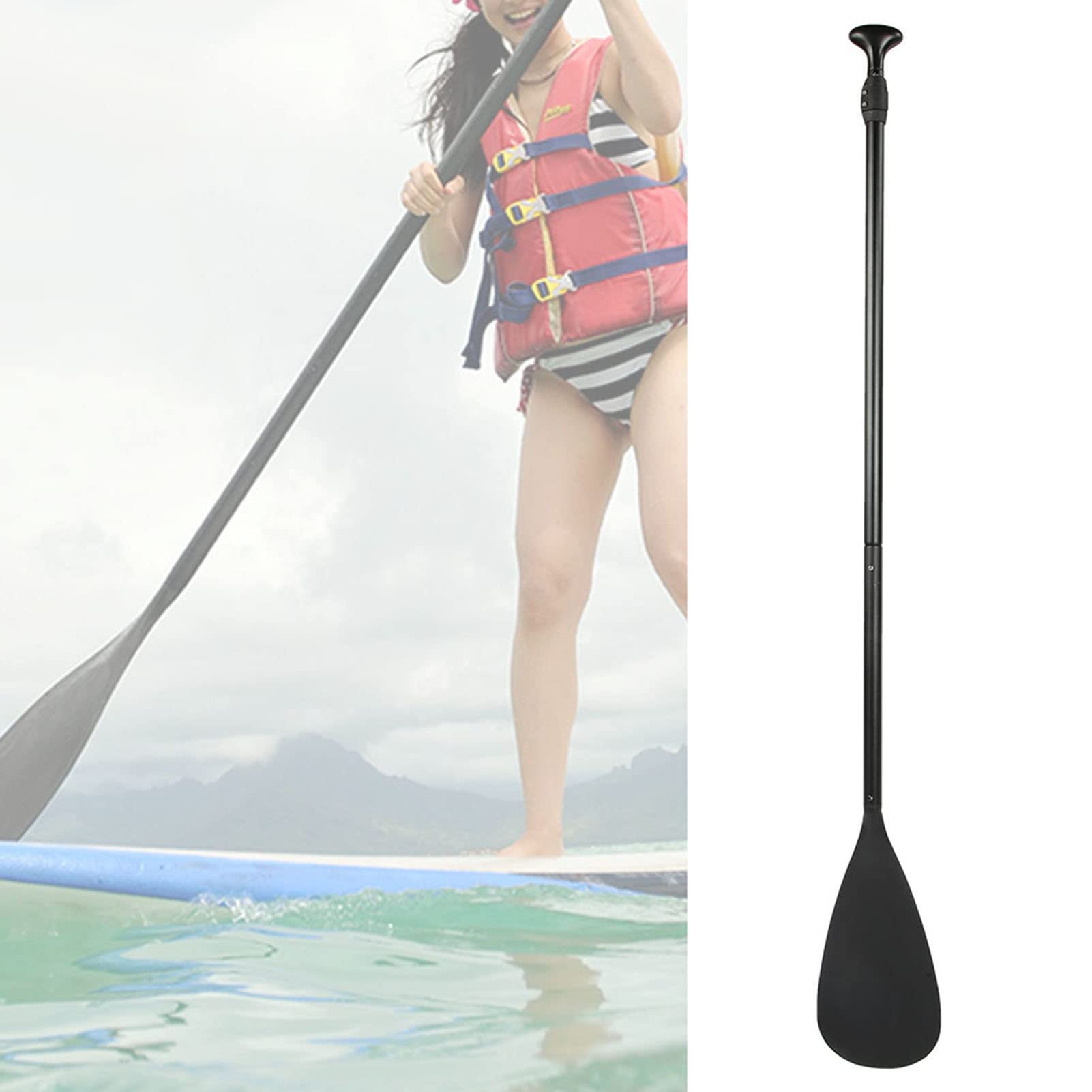 aqxreight Remo de Remo Extensible Negro Desmontable para Tabla de de Pie, Kayak, Surf, Eje de Aluminio con en T Antideslizante, Agarre Ergonómico