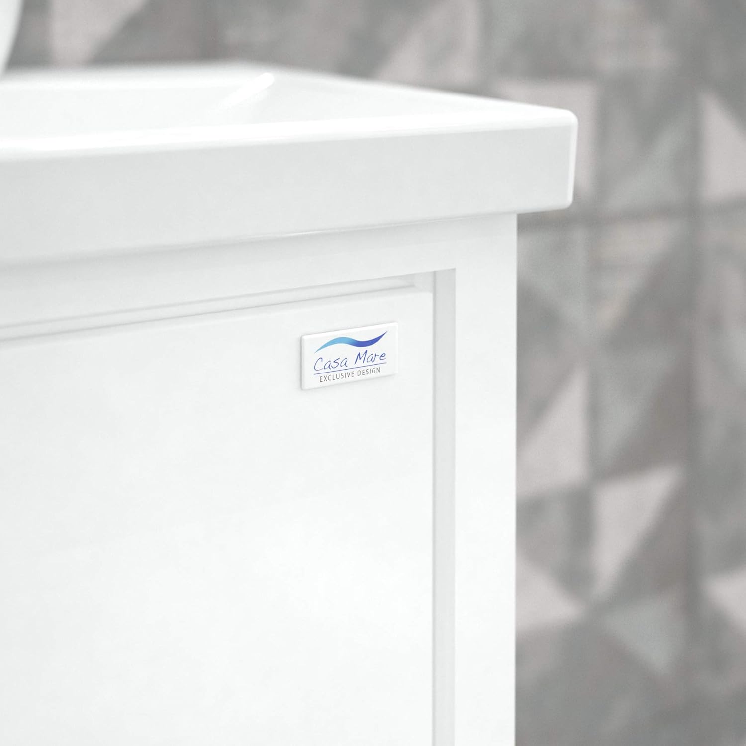 36 Inch Single Sink Bathroom Vanity with LED Mirror | Made of Wood | Soft Closing Doors & Drawers | Modern European Wood Cabinet & Ceramic Sink Combo Set | Free Standing | Glossy White