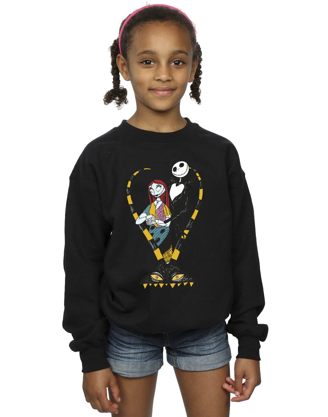 Absolute Cult Girls Black The Nightmare Before Christmas Heart Jack Sweatshirt 5-6 Years