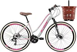 Bicicleta Aro 29 Feminina KSW Sunny Tipo Retrô C/Cesta Marrom Estilosa Relação 3x7v e Freios a Disco