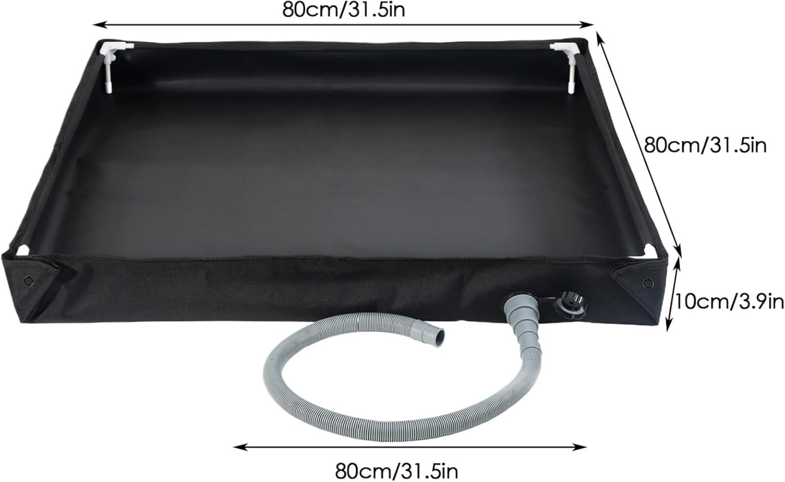 Base Doccia Pieghevole da Campeggio 80cm, Vassoio Portatile per Doccia Esterna con Tubo di Scarico Rapido | Base Bagno Pieghevole per Camper, Tenda, Piscina | Piatta Doccia per Esterno (nero)