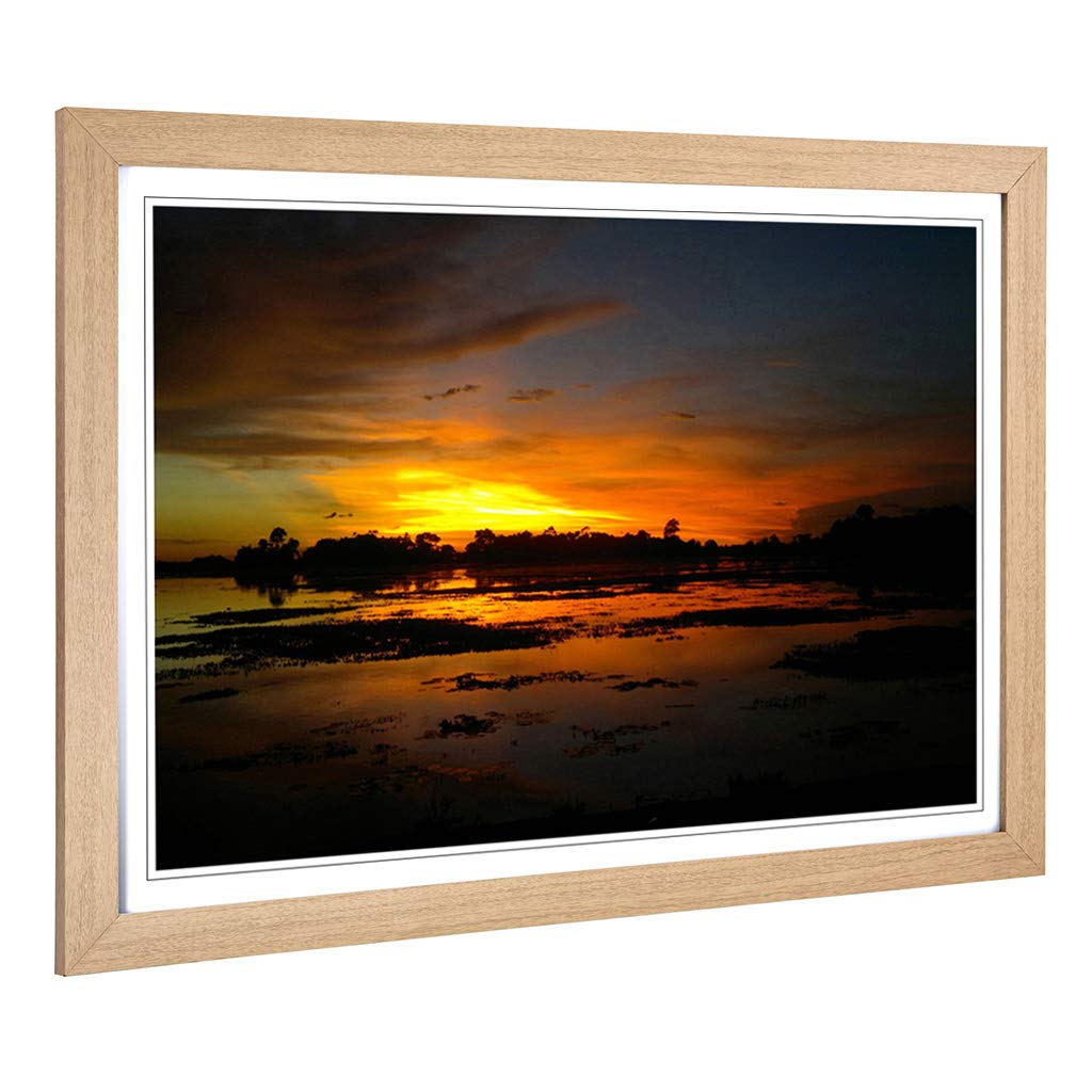 Big Box Art Framed Print of Landscape Bangladesh Sunset (1) Design | Wall Art Picture | Home Decor for Kitchen, Living Room, Bedroom, Hallway, Oak, A2 / 24.5x18 Inch / 62x45cm