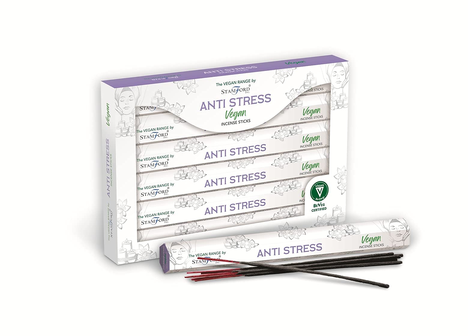 Stamford Inc. White The Vegan Range By Stamford - Hex Incense Sticks- Anti-Stress - Pack Of 6