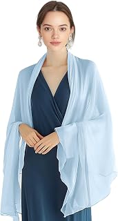 P Pothuiny Women Chiffon Sheer Shawl Wraps for Evening Dresses, 79"x24" Lightweight Soft Chiffon Scarfs Wedding Party Bridal