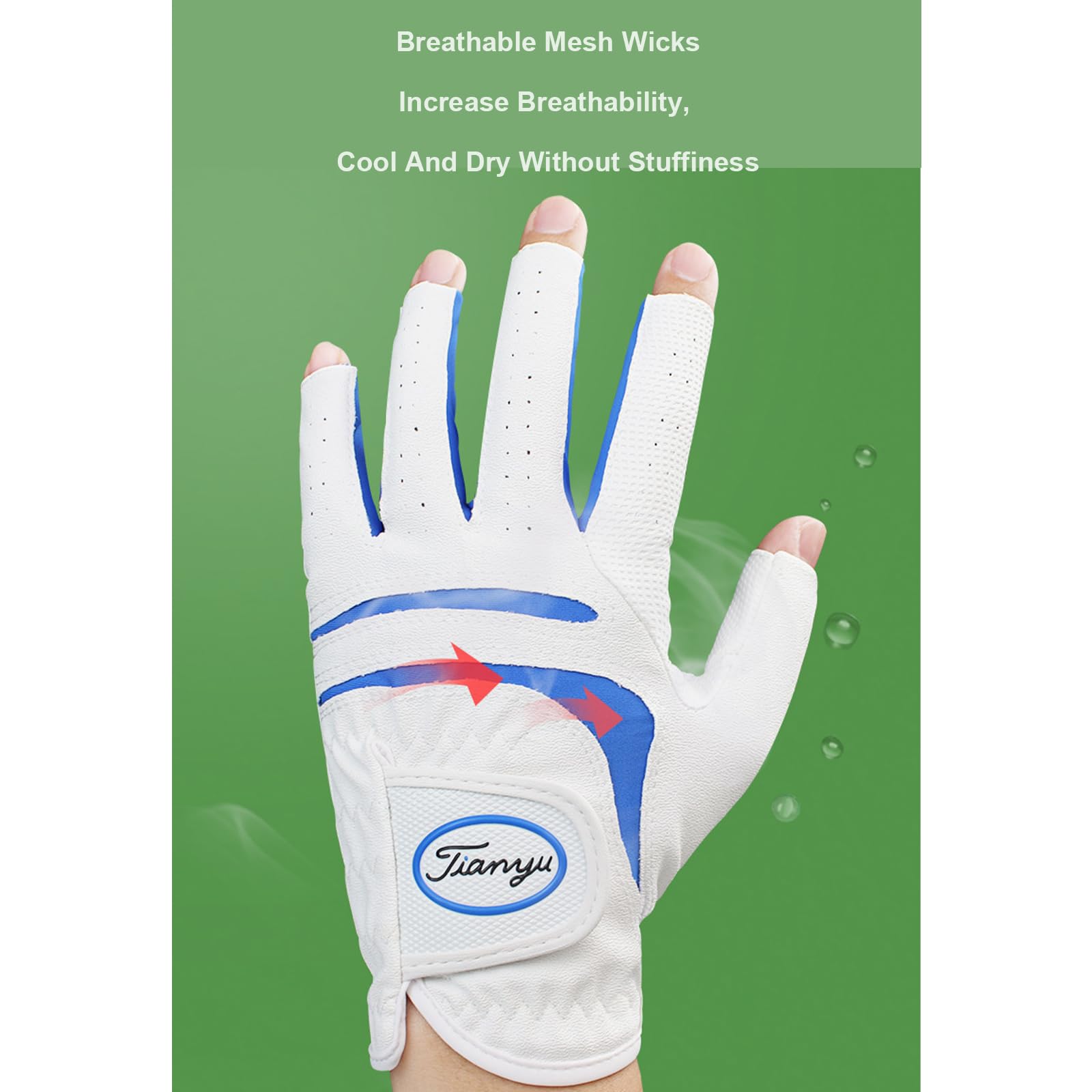 Gants de Golf pour Hommes, 1 Pièce, Demi-Doigt en Cuir, Respirant, Antidérapant, pour Écran Tactile Unique, 1/3,Gray,23(Length18cm)