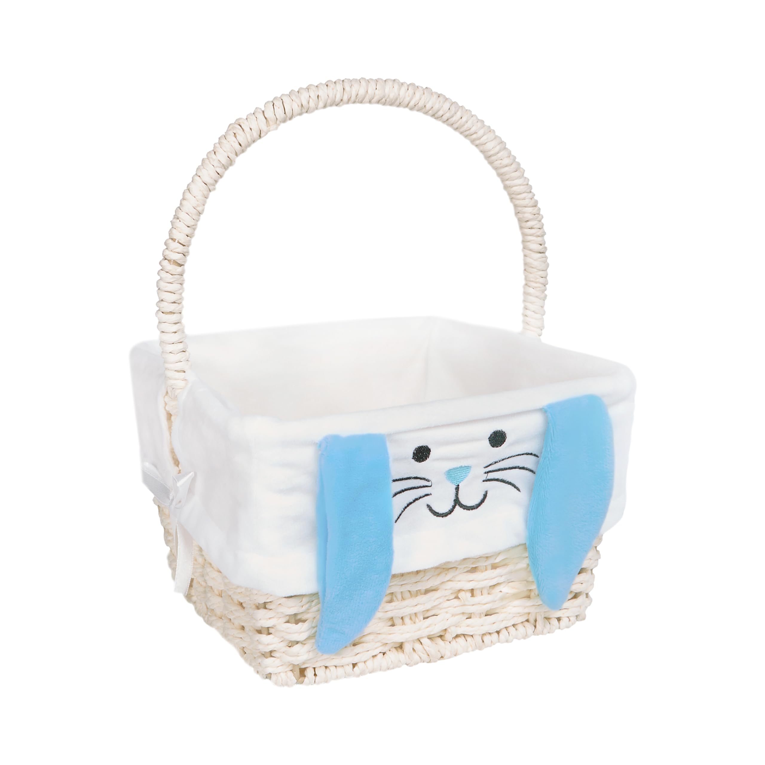 Wickerfield Square, Blue Easter Basket Wicker Basket With Handle For Easter Egg Hunt Kids Children Party Flower Craft Gift (Square, Blue)