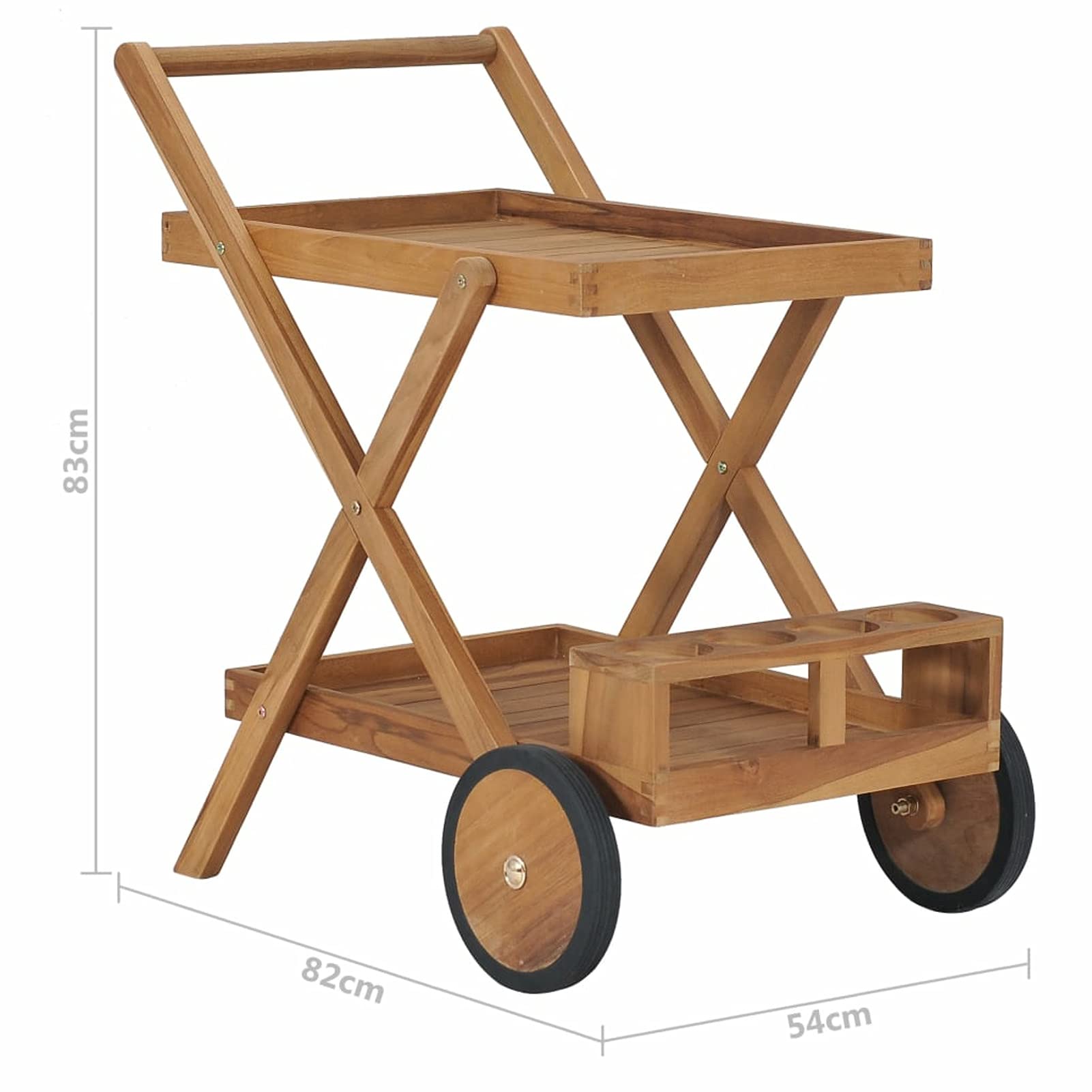 Tidyard Carrito del Té Carro Bandejas con Ruedas de Transportar Carro Camarera 3 Niveles Bebidas Comidas Café Vino Restaurante Bar Madera Maciza de Teca