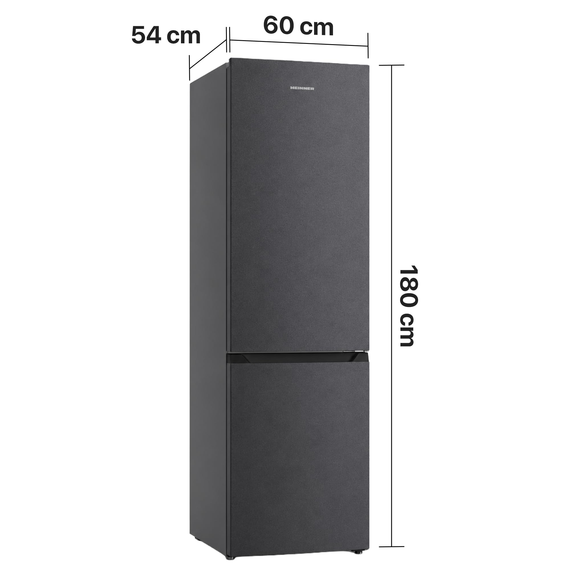 Schmale Kühl-Gefrierkombination 58 cm Breit 253L Freistehend, Inverter-Kompressor, No Frost, Leise, Energieklasse E, LED-Innenbeleuchtung, Klimaklasse SN-T, Dunkelgrau, 177 cm Hoch