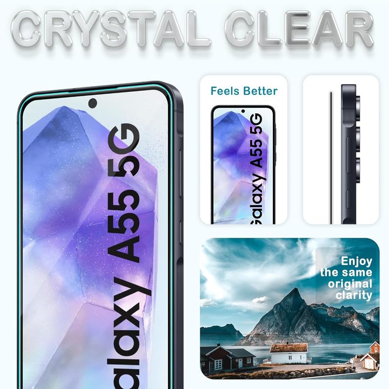 Image of Tempered Glass Screen Protector Compatible For Samsung Galaxy A55 5G / A35 5G Smartphone Full Screen Coverage (Except Edge To Edge) And Free Complete Easy Installation Kit