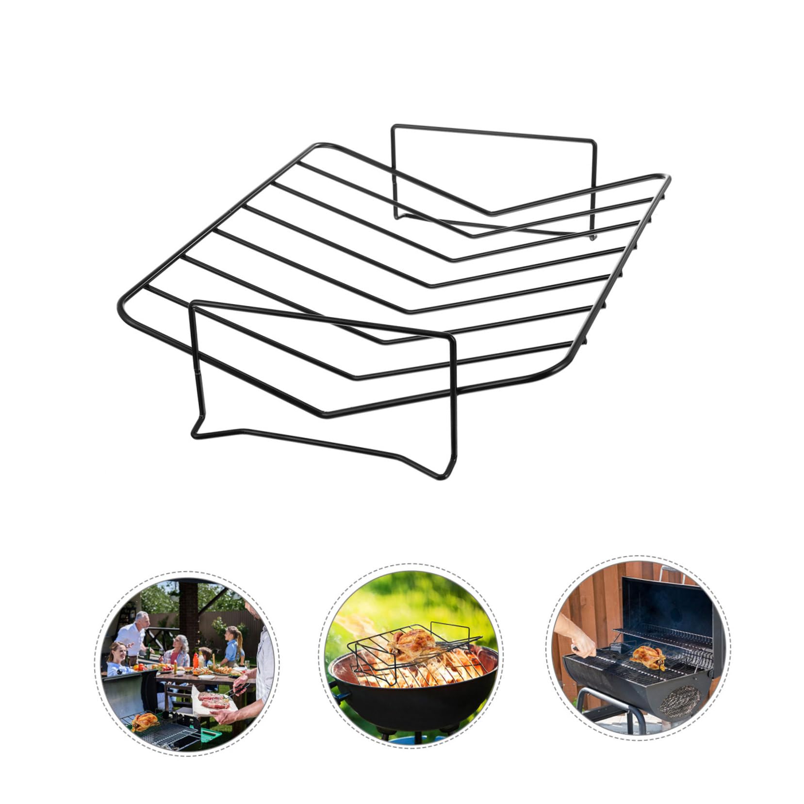 TOYANDONA Supporto Leggero e Portatile Nero in Acciaio al Carbonio per Barbecue per attività All'aperto, Griglia per Pollo, Agnello e Bistecca