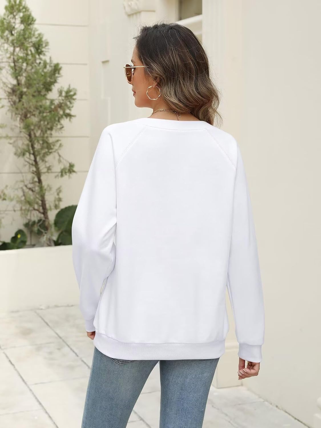 EADINVE Womens Casual Sweatshirts Long Sleeve V Neck Fleece Pullover Side With Pocket Cute Loose Fit Fall Tops 2025 - Image 6