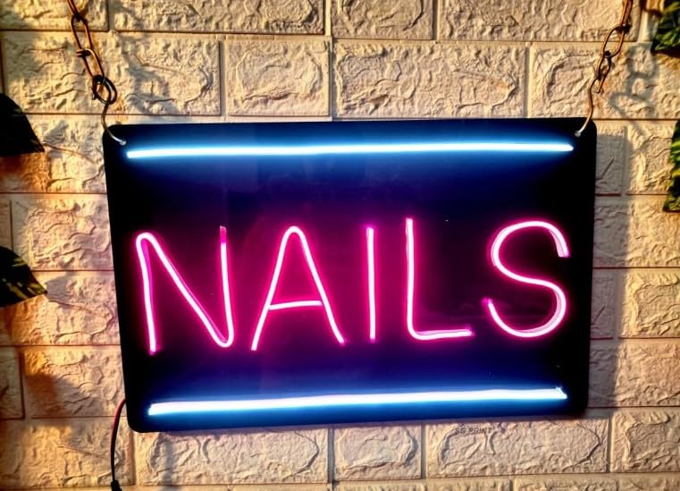 Wall Mitra Nails Neon Sign For Hair Salon Beauty Room Decor Barber Neon LED Signs for Wall Haircut Neon Lights Signs LED Neon Signs for Barber Shop Beauty Salon Studio Decor Business (12x18Inch)-image-19