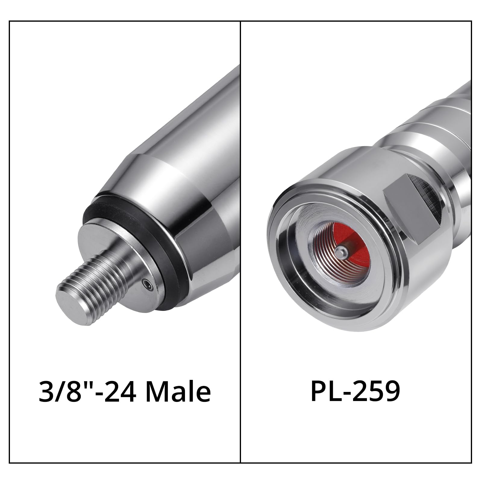 Radioddity HF-010A HF adapter antenowy, PL-259 na 3/8-24, wtyczka do urządzeń radiowych POTA SOTA, kompatybilny z HF-010 / HF-009