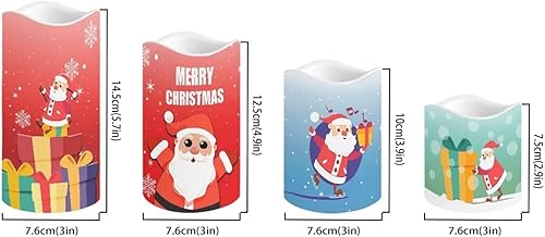 Miniatura 2 de Velas sin llama de Papá Noel con control remoto para decoración de mesa del hogar, velas de pilar de Navidad a pilas, 4 paquetes