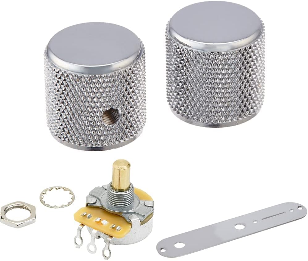 Fender Telecaster/Precision Bass Knobs + Control Plate + Potentiometer Bundle