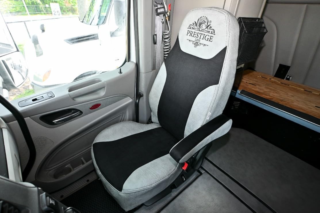 Seat Covers for Trucks Gray 1 Seat - Seat Cover fiits Peterbilt 579, 579EV, 589, 567 Passenger seat with Box Long Armrest 17" - Truck Seat Covers for Interior Decor