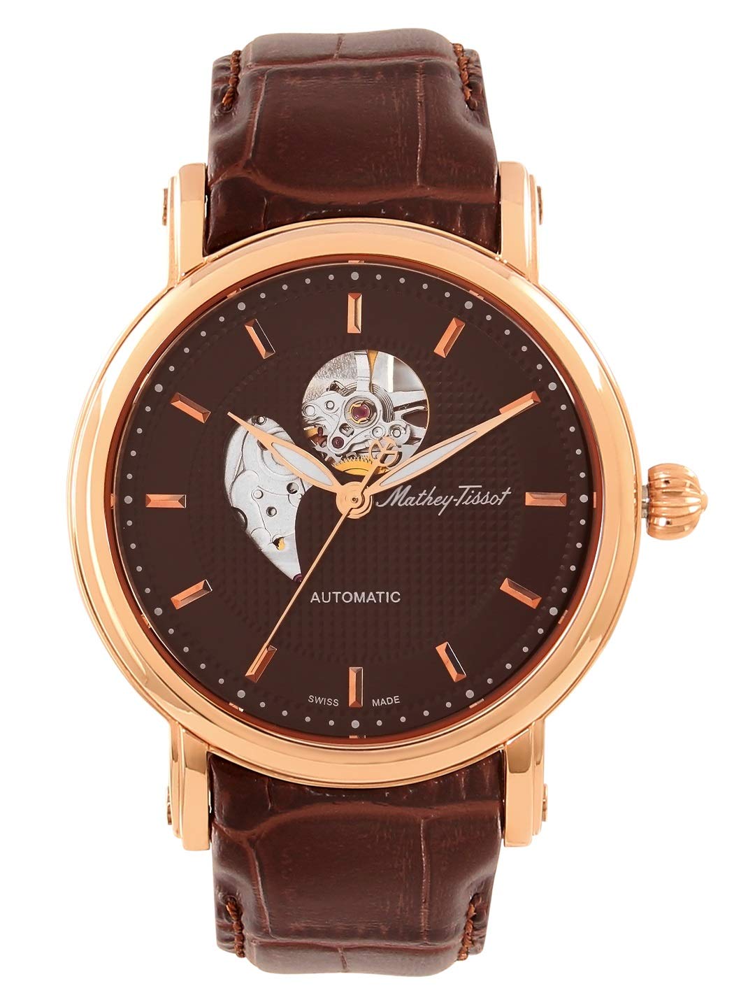 Mathey-Tissot Leather Swiss Made Automatic Skeleton Analog Brown Dial Men Watch - H7051Pm, Brown Band (B081LG9H6R) Amazon Price History, Amazon Price Tracker