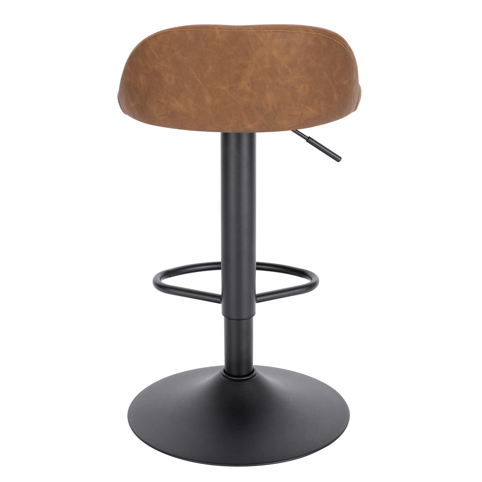 EUGAD 2X Taburetes Bar con Respaldo Taburetes Altos de Cocina en Altura Ajustable 62-84 cm para Bar y Cafetería, Piel sintética, Marrón