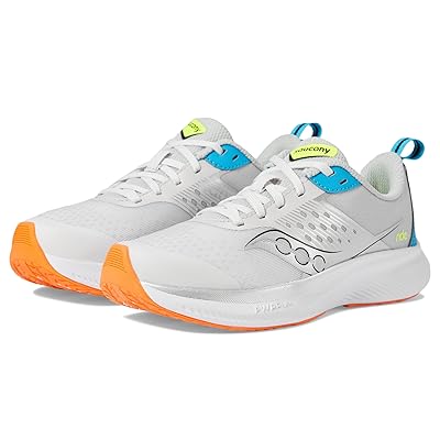 Saucony Kids Ride KDZ (Little Kid/Big Kid) Kids Shoes Grey/Blue/Citron
