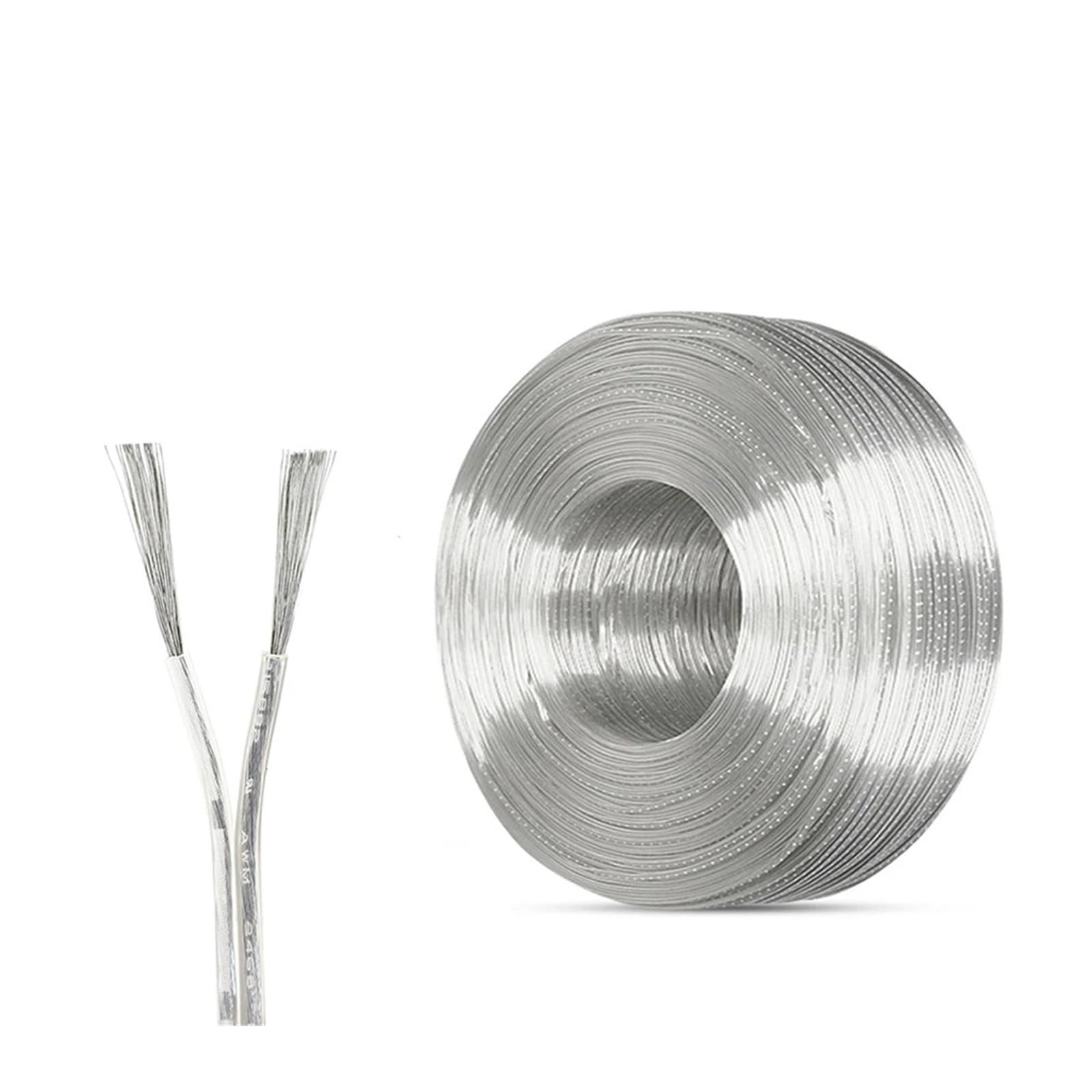 Cable eléctrico de soldadura de tiras de luces LED de 1 m a 80 m, 22 AWG, 20 AWG, 2 pines, for juguetes electrónicos de audio, cable de cobre paralelo transparente con alimentación de CC