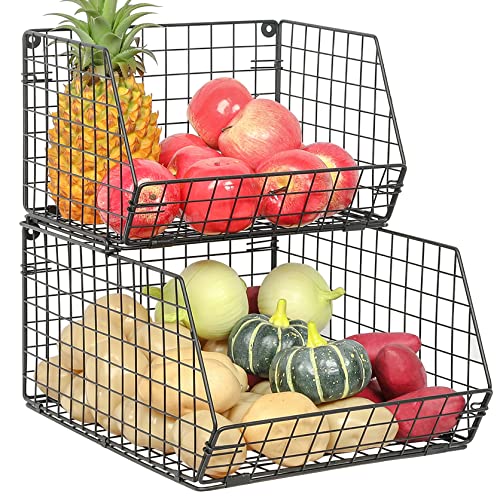 Fruit And Vegetable Basket, 2Tier Wallmounted