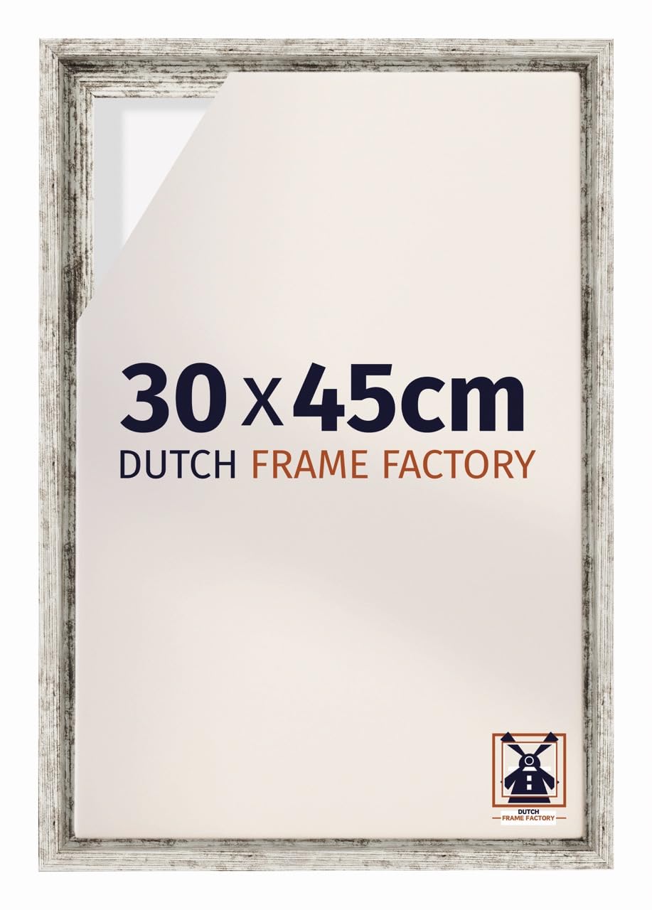 Dutch Frame Factory - Schattenfugenrahmen 30x45 - White Vintage - Rahmen für Leinwand Bilder auf Keilrahmen - MDF - Lausanne