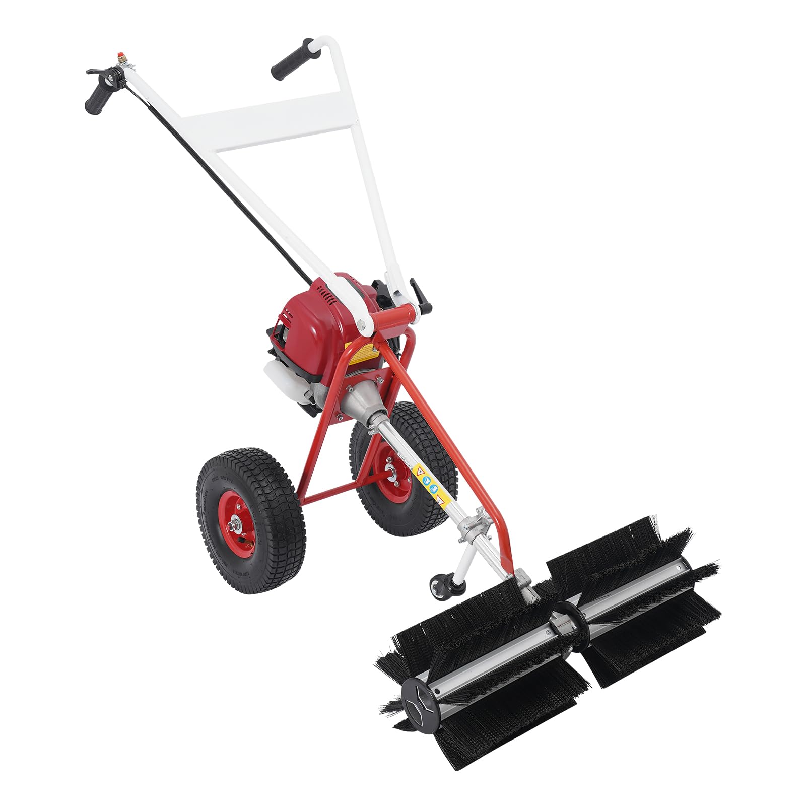 Poggyyi 4-Stroke Gas Power Held Sweeper Broom, Walk-Behind Hand Push Sweeper, Portable Hand Push Lawn Sweeper, Cleaning Driveway Turf Grass Carpet Sweeper, Yard Park Garden Cleanning Machine