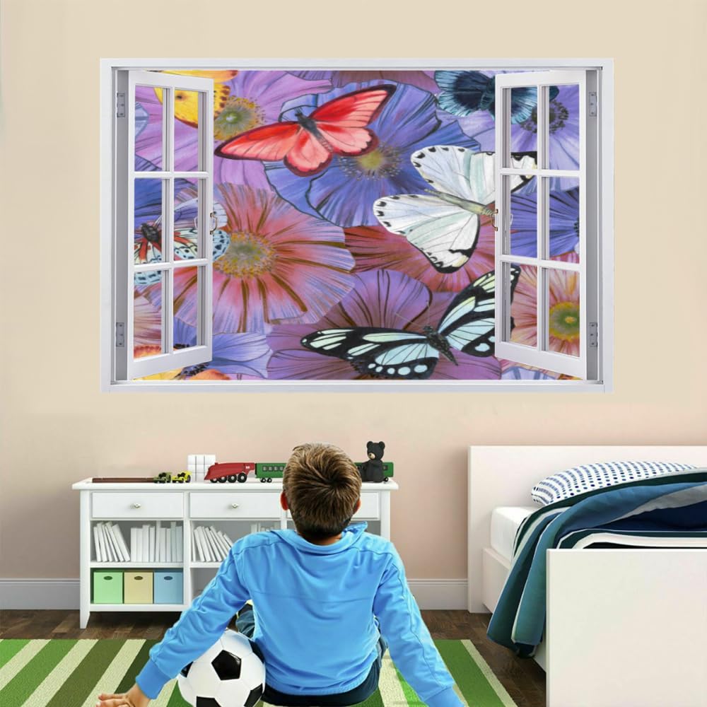 Sticker Mural 3D Papillon Autocollant De Tatouage Mural Brisé Décor De Chambre À Coucher Pour Garçons Autocollants Muraux Fleur Pour Bébé Pépinière Fille Enfants Chambre Mur Décors