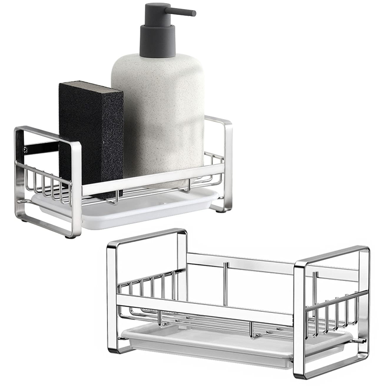 2 Pack Kitchen Sponge Holder - Kitchen Sink Organizer - Sink Caddy - Sink Tray - Soap Holder