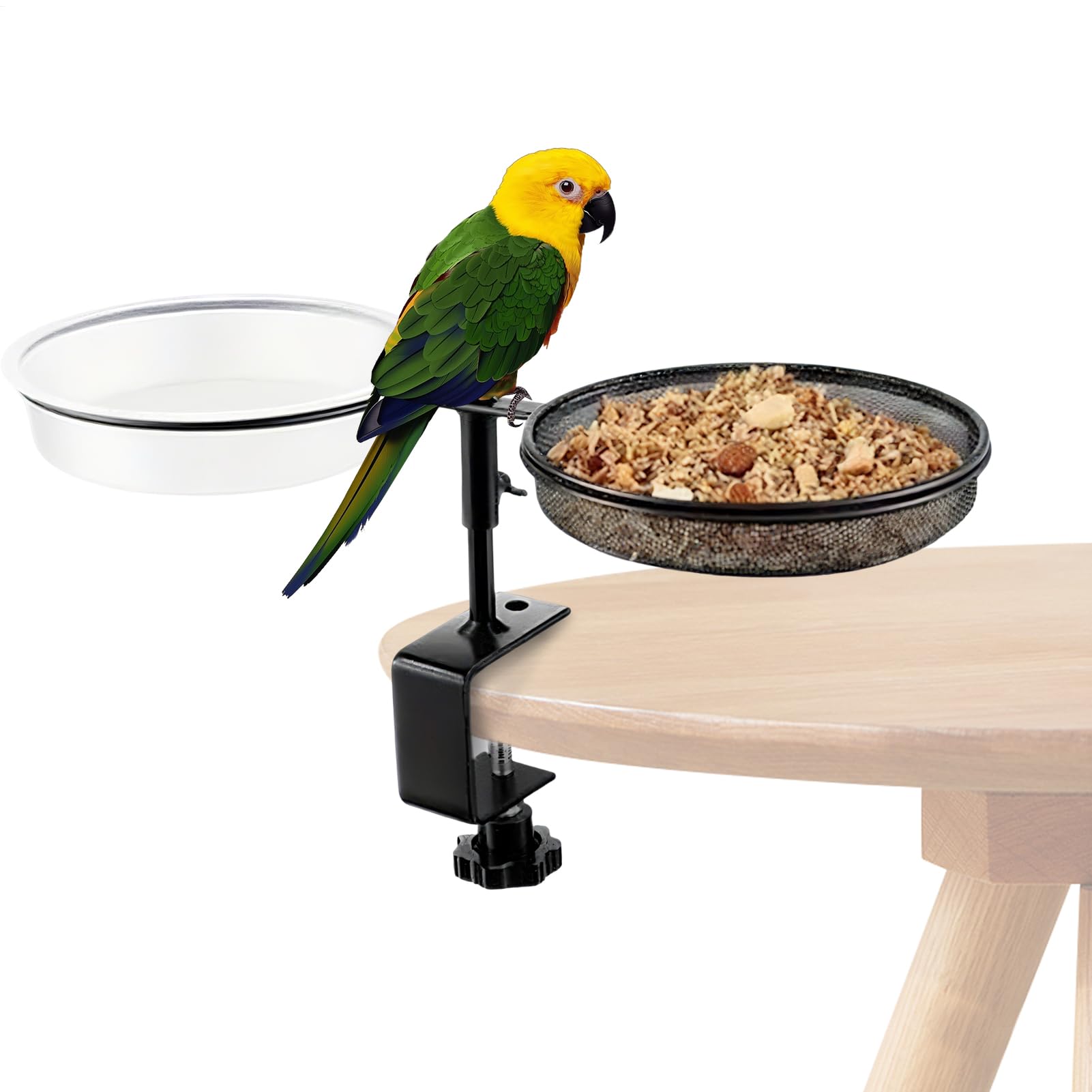 Plato de agua para animales en barandillas de balcón y terrazas urbanas con soporte exterior