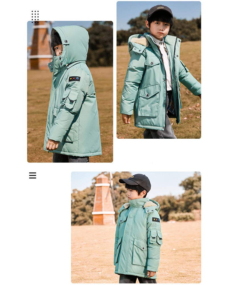 Niños Parka Impresión Abajo Outwear Cremallera Chaqueta con capucha Gabardina gruesa y cálida de invierno Abrigo de Pluma Ropa Caliente Acolchada