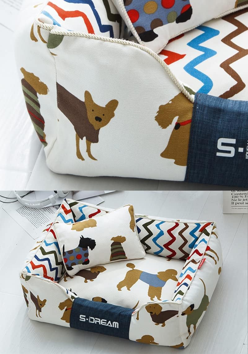 Chew Proof Dog Bed with Pillow,Washable Dog Mat, Cat Bed Mat, Dog and Cat Sleeping Pad, Suitable for Small, Medium and Large Pets (B, Large)