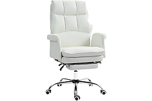 HOMCOM Silla Ergonómica con Reposapiés para Oficina, Silla Ejecutiva de Cuero PU