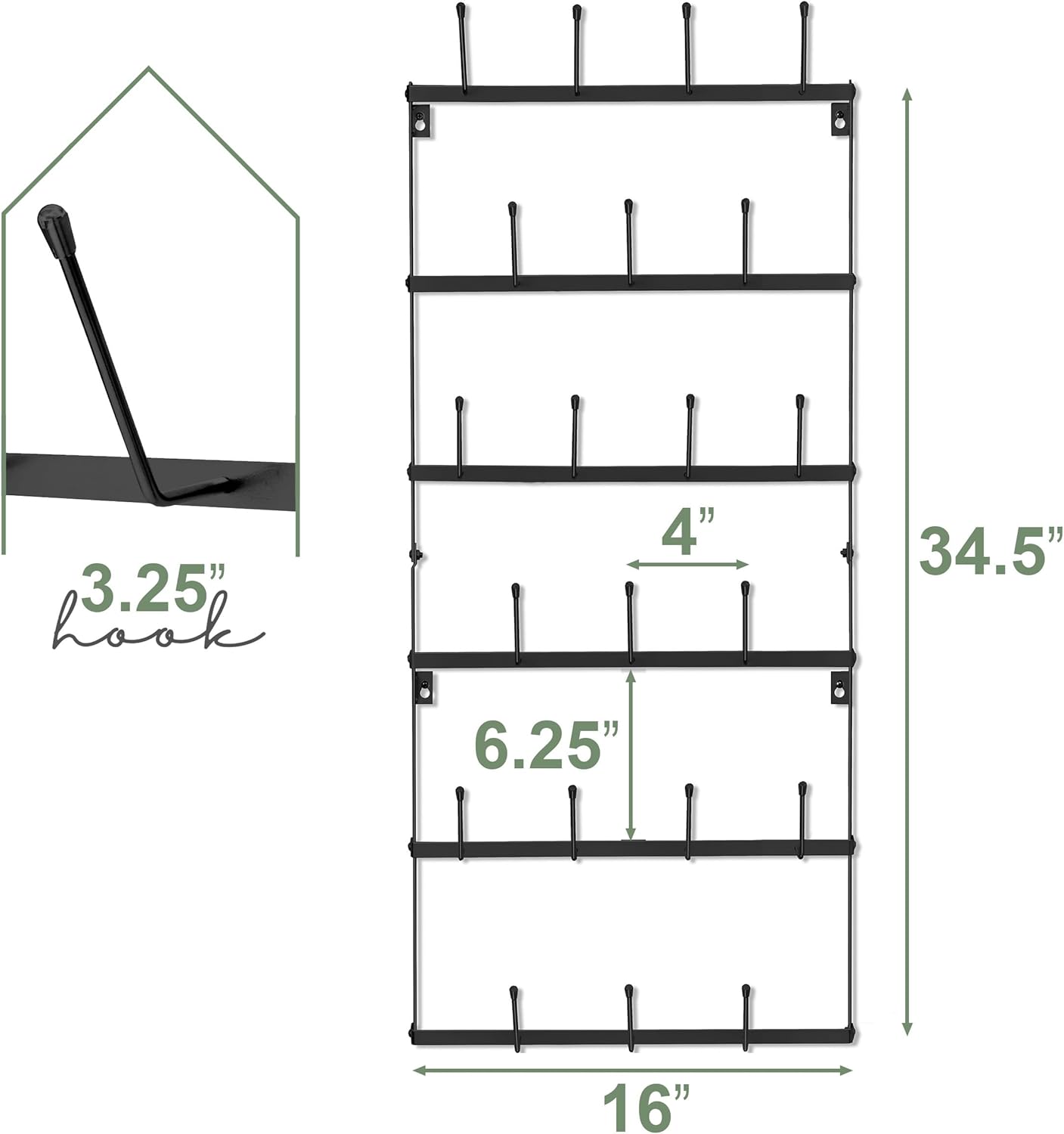 Mug Ra for Wall - Lar Rustic Coffee Mug Holder Wall Mount Hooks