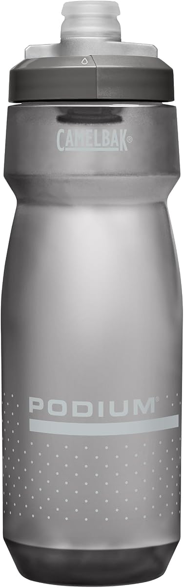 CamelBak Podium Water Bottle 24oz, Smoke | Easy Squeeze Design, High Flow Self Sealing Cap, Secure Bike Cage Fit, Easy Clean Components, Lightweight Cycling Bottle