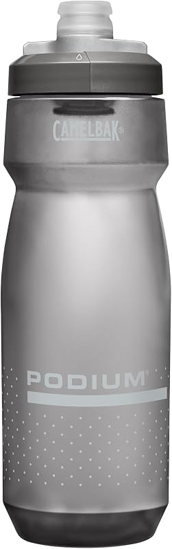 CamelBak Podium Water Bottle 24oz, Smoke | Easy Squeeze Design, High Flow Self Sealing Cap, Secure Bike Cage Fit, Easy Clean Components, Lightweight Cycling Bottle